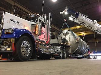CJS Crane Truck Hauling